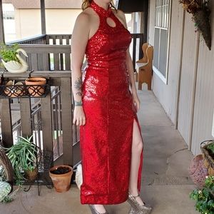 Vintage Mike Benet Formals Red Sequin Gown